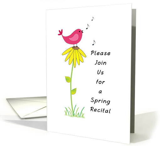 Spring Recital Inivitation Greeting Card-Bird on Flower... (745596)