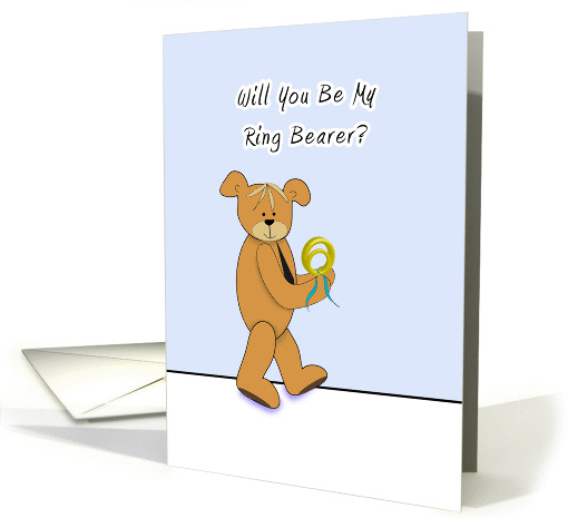 Be My Ring Bearer Greeting Card for Wedding - Bear Carrying Rings card