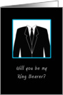 Will You Be My Ring Bearer, Black Suit, Black Tie card