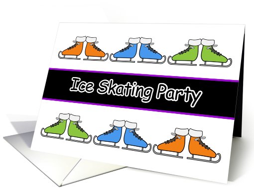Ice Skating Party Invitation, Birthday Ice Skate Border card (746249)