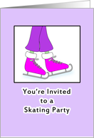 Ice Skating Party Invitation Card, For Girls card