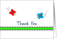 For Employee-Business Thank You Greeting Card -Red-Blue-Butterflies card