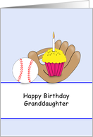 Happy Birthday Granddaughter, Sport Baseball Mitt, Cupcake, Baseball card