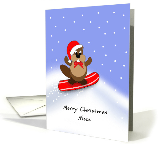Niece Merry Christmas, Snowboarder card (748787)