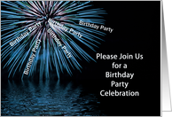 Birthday Party Invitation Greeting Card Fireworks card