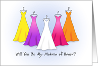 Matron of Honor Invitation, Rainbow Dresses card