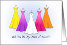 Maid of Honor Invitation, Rainbow Dresses card