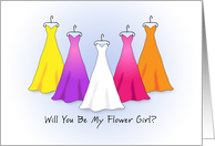 Flower Girl Invitation, Rainbow Dresses card