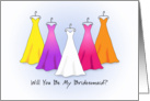 Bridesmaid Invitation, Rainbow Dresses card