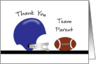 Team Parent Thank You - Football and Football Helmet card