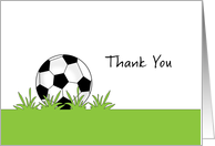 Soccer Themed Thank You Greeting Card-Soccer Ball-Grass-Futbol card