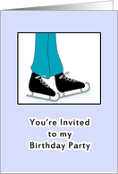 Boys Ice Skating Birthday Party Invitation Greeting Card-Ice Skates card