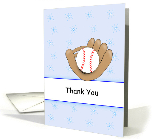 Baseball Themed Thank You Greeting Card, Baseball and Mitt card