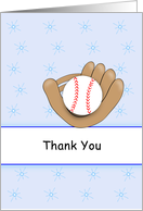 Baseball Themed Thank You Greeting Card, Baseball and Mitt card