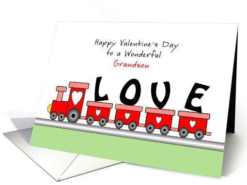For Grandson Valentine's Day Greeting Card with Train Full... (756718)