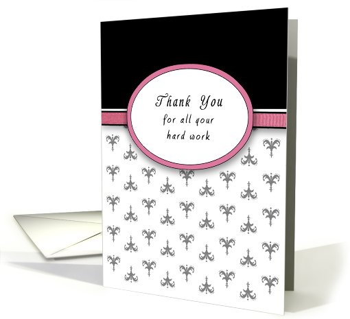 Employee Thank You For All Your Hard Work - Fleur di Lis - Pink card