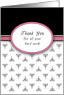 Employee Thank You For All Your Hard Work - Fleur di Lis - Pink card