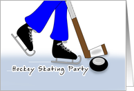 Birthday Hockey Skating Party - Hockey Stick and Puck card