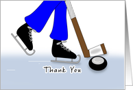 Hockey Themed Thank You Greeting Card - Hockey Stick and Puck card