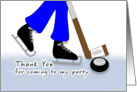 Hockey Themed Thank You Cards for Coming to My Party - Hockey Stick and Puck card