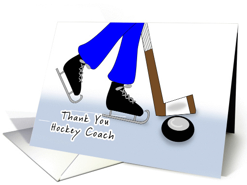 Thank You Hockey Coach Greeting Card - Hockey Stick and Puck card