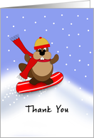 Snowboarding Thank You Greeting Card-Groundhog-Snow Board-Snow Scene card