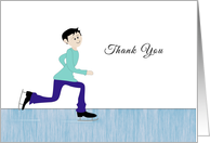 Ice Skating Themed Thank You Card-Retro Boy-Figure Skating card