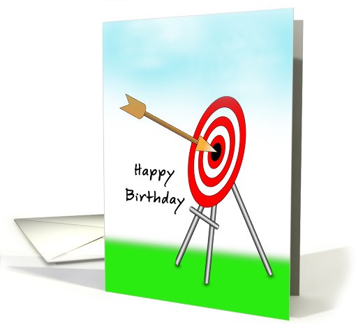 Archery Happy Birthday Card, Bulls Eye and Bow card (758672)