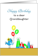 For Granddaughter Birthday Card with Blue Bird and Presents card