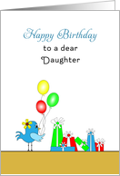 For Daughter Birthday Card with Blue Bird and Presents card