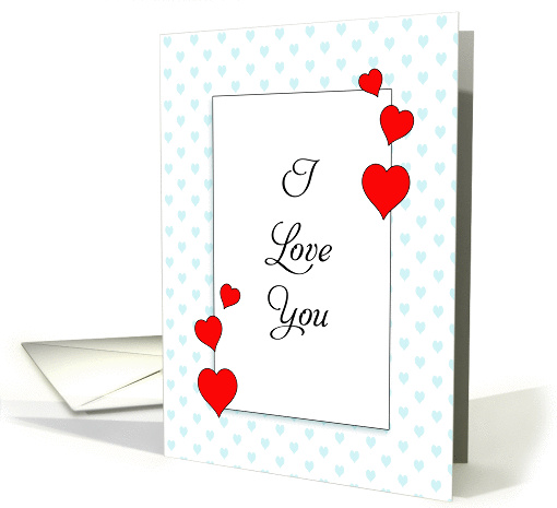 Valentine's Day Card-I Love You-Red Heart Border-Blue... (769630)