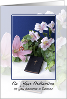 For Deacon Ordination Greeting Card - Bible, Flowers, Lilies card