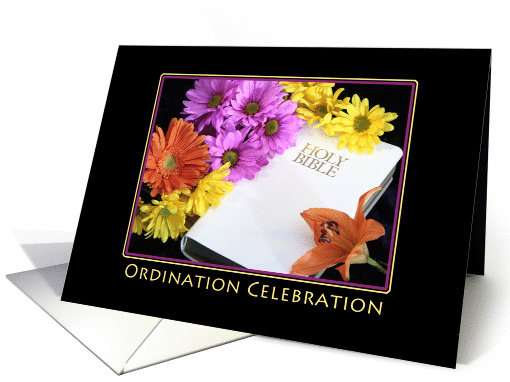 Ordination Party Invitations with Flowers and Bible card (778348)
