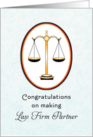 Making Law Firm Partner Card - Scales of Justice - Congratulations card