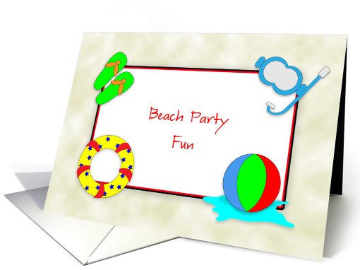 Beach Party Invitations with Flip Flops, Ball, Inner Tube... (780545)