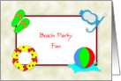 Beach Party Invitations with Flip Flops, Ball, Inner Tube and Snorkel card