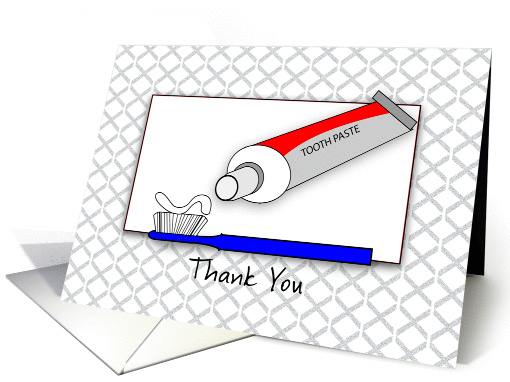 Dental Internship Thank You Card with Tooth Paste and Tooth Brush card