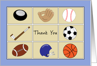 Thank You Greeting Card with Sports Theme card