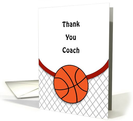 For Coach-Basketball Thank You Greeting Card-Basketball and Net card