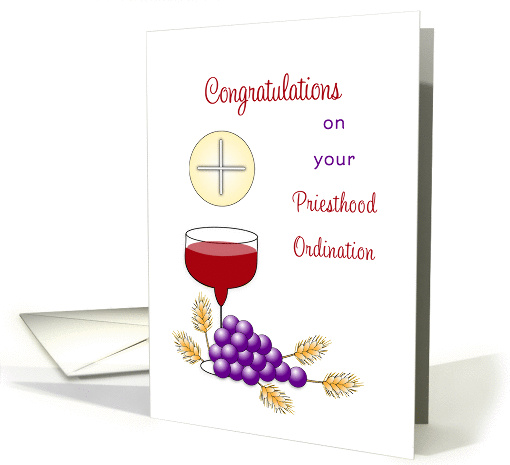 For Priest Priesthood Ordination Card-Host-Wafer-Grapes-Wheat card