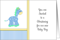 Christening-Baptism Invitation for Baby Boy-Blue Giraffe Card