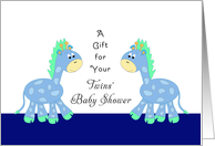 For Twins’ Baby Shower Greeting Card-Two Blue Giraffes card