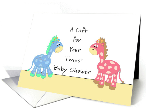 Gift For Twin Babies-Baby Shower Greeting Card-Blue & Pink... (818689)