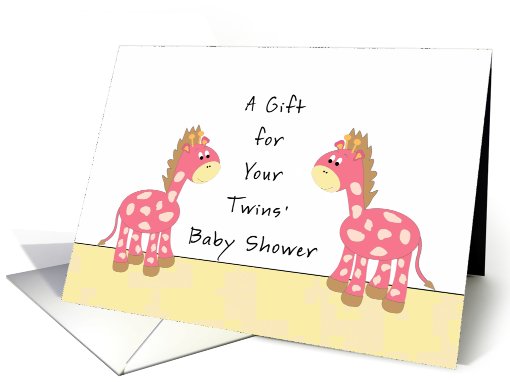 Twin Baby Shower Card-Pink Giraffes card (818690)