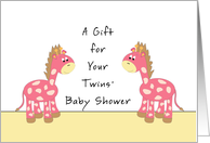Twin Baby Shower Card-Pink Giraffes card