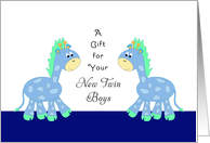 A Gift for Your New Twin Boys / Twin Sons Greeting Card-Blue Giraffes card