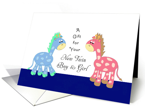Gift for your New Twin Boy & Girl Greeting Card-Pink and... (818714)
