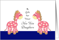 A Gift for New Twin Daughters/New Twin Girls Greeting Card-Giraffes card