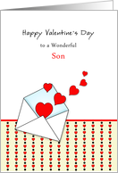 For Son-Valentine’s Day Greeting Card-Envelope Filled with Hearts card