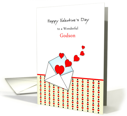 For Godson Valentine's Day Greeting Card-Envelope-Red Hearts card